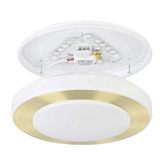 900369 Потолочный светильник LED CARPI, LED 3X2,7W, 1110lm, IP44, ?300, A75, сталь, матовая латунь, белый/пластик, белый
