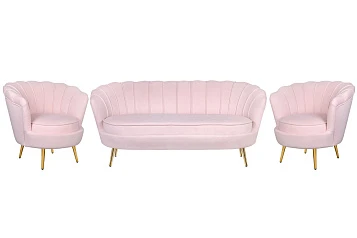 Комплект кресел и дивана ракушка Pearl Triple Pink V2 в интерьере