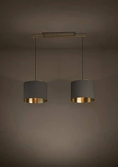 390336 Люстра SANTANDRIA, 2X40W (E27), L1050, B350, H1500, сталь, дерево, матовая латунь, коричневый/текстиль, капучино, латунь