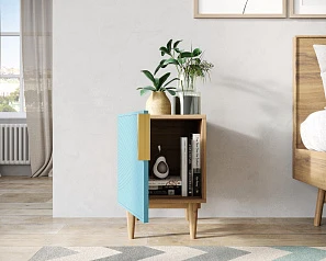 купить красивые Тумбочка с дверкой "Line" LN08/GR1/blue в интернет-магазине