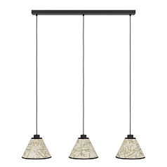 купить стильные 43943 Люстра OXPARK, 3X25W (E27), L920, B220, H1100, сталь, черный / текстиль с листьями бамбука, белый, зеленый