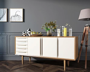 купить красивый Комод "Bruni white" три дверки арт BR04WH