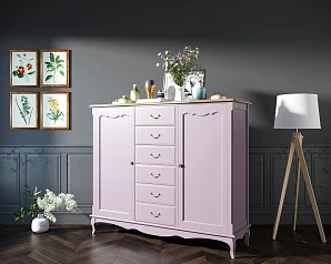 красивый Комод Leontina Lavanda с шестью ящиками и дверками арт ST9350L