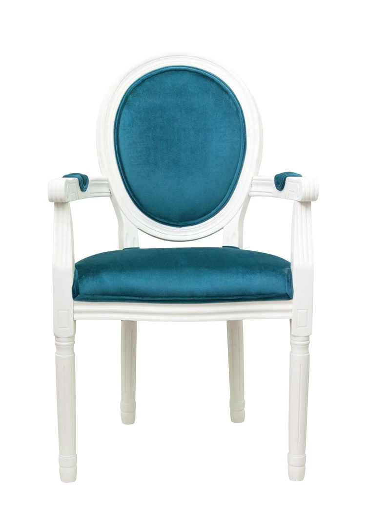 фото Мягкий стул с подлокотниками Volker Arm Blue and White в интерьере