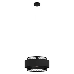 заказать 43668 Подвесной потолочный светильник (люстра) BAZELY, 1Х40W, E27, H1100, ?400, сталь/текстиль, черн в интернет-магазине