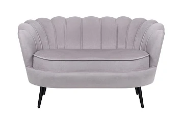 Диван ракушка Pearl Double Grey на черных ножках на заказ