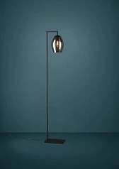 купить стильные 390256 Торшер с ножным выключателем ESTANYS, 1X40 (E27), H1715, сталь, черный/стекло, коричневый полупрозрачный