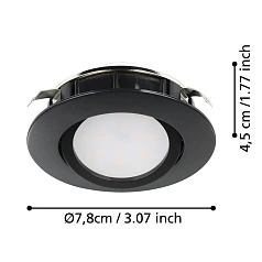 900749 Комплект встраиваемых светильников диммируемых PINEDA, 3X5,5W (LED), 3000K, ?84, пластик, черный на заказ