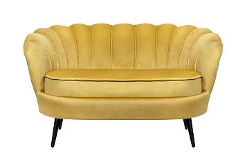 Дизайнерский диван Pearl Double Yellow на черных ножках в интерьере