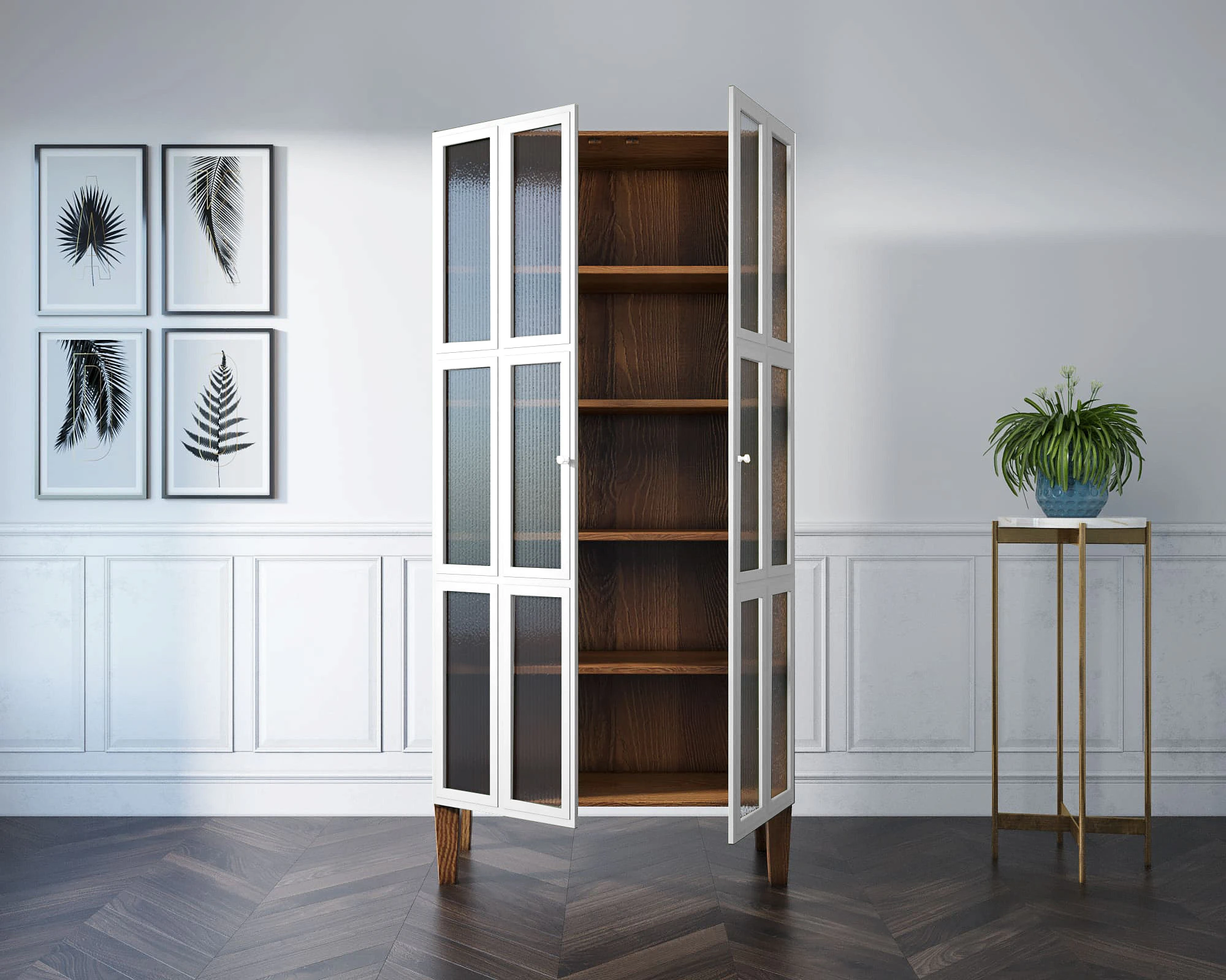 фото Шкаф двухстворчатый "Andersen" с рифлеными стеклами арт AN12WH