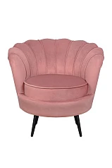 красивое Низкое кресло ракушка Pearl Pink V3 на черных ножках
