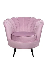 красивое Кресло ракушка Pearl Pink на черных ножках