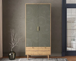 стильный Шкаф двухстворчатый  с ящиками "Line" R26/browngrey