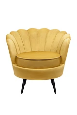 красивое Низкое кресло ракушка Pearl Yellow на черных ножках в интернет-магазине