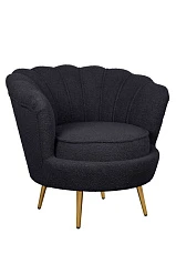Низкое кресло ракушка Pearl Black Boucle в интерьере