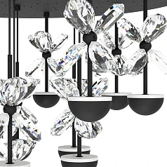 купить 390275 Люстра диммируемая PIANOPOLI 2, 15X1,8W (LED), 3000K, 3600lm, ?500, сталь, черный/переливающееся стекло, прозрачный