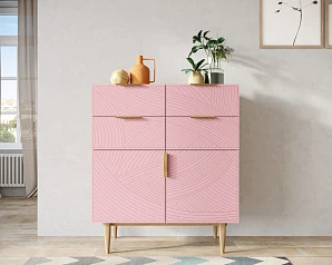 фото Большой комод с четырьмя ящиками и дверками "Line" LN17/GR1/pink в интерьере
