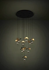 заказать стильные 390339 Люстра диммируемая DRACERA, 10X2,3W (LED), 3000K, 2800lm, ?580, сталь, черный/сталь, черный, золотой