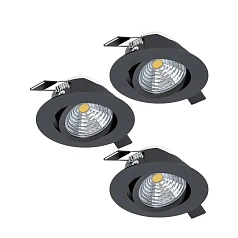 фото 900747 Комплект встраиваемых светильников диммируемых SALICETO, 3X6W (LED), 2700K, ?88, алюминий, черный в интерьере