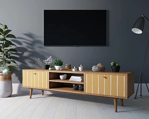 Комод "Berber" с нишей низкий под TV принт 43 арт BB49/Print_43 в интерьере