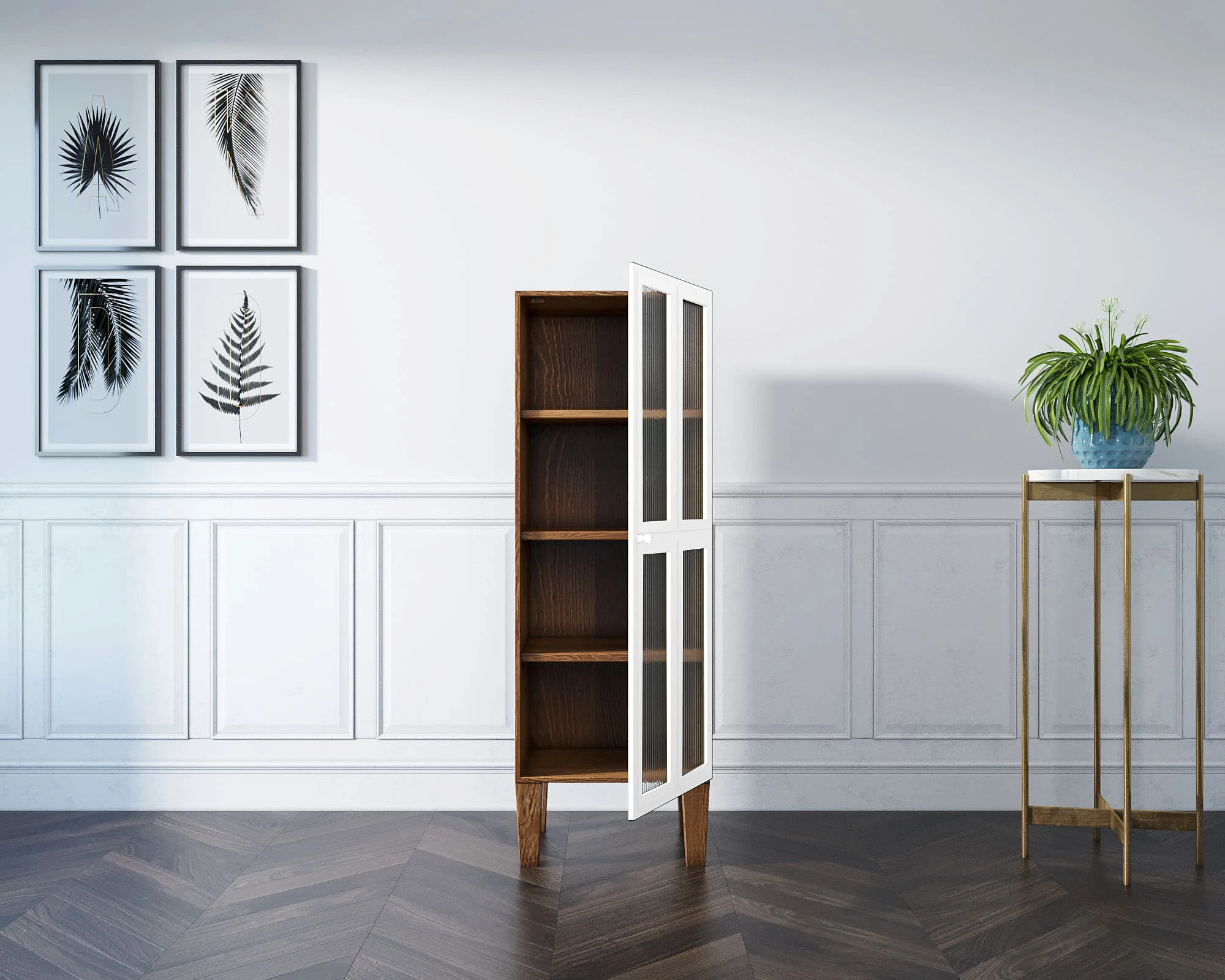 Шкаф-витрина "Andersen" с рифлеными стеклами арт AN14WH на заказ в интернет-магазине