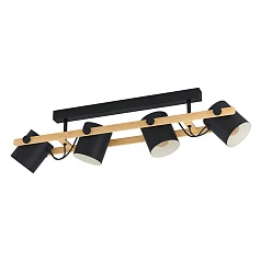 43558 Светильник потолочный HORNWOOD, 4Х28W, E27, L1000, B190, H275, сталь/дерево, черный/коричневый на заказ