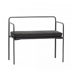 фото БАНКЕТКА СО СПИНКОЙ HUBSCH, ТКАНЬ / МЕТАЛЛ, ЧЕРНЫЙ