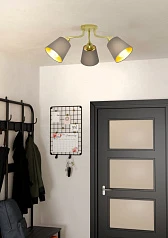 купить стильные 31534 Люстра потолочная MASERLO, 3X60(Е27), металл, кремово-золотой/текстиль, капучино в интернет-магазине