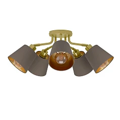 фото 31535 Люстра потолочная MASERLO, 5X60(Е27), металл, кремово-золотой/текстиль, капучино в интерьере