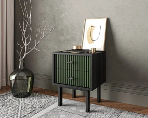 купить красивые Тумбочка с двумя ящиками "Emerson" арт EM16/green/L в интернет-магазине