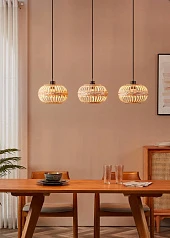 красивые 43863 Люстра AMSFIELD 1, 3X40W (E27), L960, B260, H1100, сталь, черный / дерево на заказ