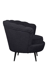 Низкое кресло ракушка Pearl Black Boucle на черных ножках в интернет-магазине