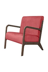 Низкое кресло с деревянными подлокотниками Mody Karmin красное в интерьере