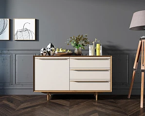красивый Комод "Bruni white" с ящиками и дверкой арт BR-02WH в интернет-магазине