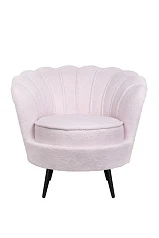 фото Низкое кресло ракушка Pearl Pink Boucle на черных ножках
