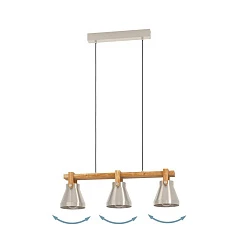 купить 43952 Люстра CAWTON, 3X40W (E27), L760, B160, H1100, сталь, дерево, коричневый в интернет-магазине