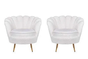 Комплект кресел ракушка Pearl White Boucle в интерьере