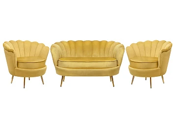 фото Комплект кресел и дивана ракушка Pearl Double Yellow в интерьере