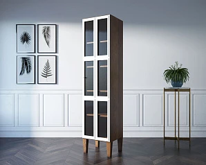 купить красивый Шкаф одностворчатый "Andersen" с рифлеными стеклами арт AN13WH в интернет-магазине