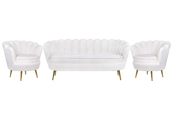 красивый Комплект кресел и дивана ракушка Pearl Triple White Boucle на заказ