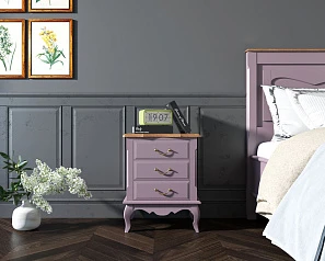 стильные Прикроватная тумба Leontina Lavanda на три ящика арт ST9302/3L