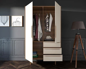 Шкаф в скандинавском стиле "Бруни (Bruni) с белыми фасадами" с ящиками арт BR27WH