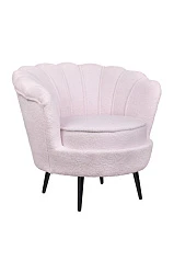 купить Низкое кресло ракушка Pearl Pink Boucle на черных ножках