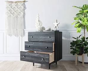 стильный Комод "Boho" 3 ящика с рыбами арт BH02 на заказ
