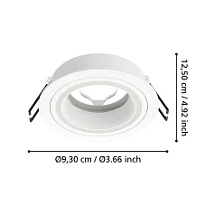 фото 900816 Встраиваемый светильник CAROSSO, 35W (GU10), ?93, алюминий, белый