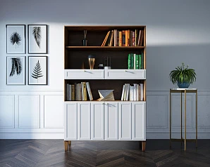 красивый Стеллаж широкий двухстворчатый "Andersen" арт AN17WH на заказ