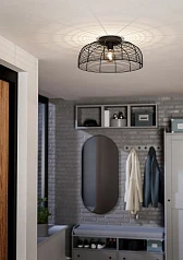 43896 Потолочная люстра RINROE, 1х40W (E27), H200, ?450, сталь, черный на заказ