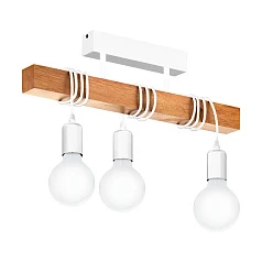 фото 33166 Потолочный светильник TOWNSHEND, 3х60W (E27), L550, B105, H265, сталь, белый/дерево, коричневы в интерьере