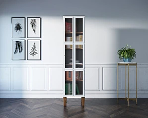 купить красивый Шкаф одностворчатый "Andersen" с рифлеными стеклами арт AN13WH в интернет-магазине