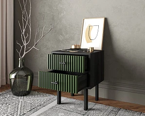 купить красивые Тумбочка с двумя ящиками "Emerson" арт EM16/green/L в интернет-магазине